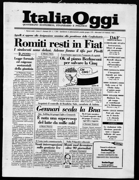 Italia oggi : quotidiano di economia finanza e politica